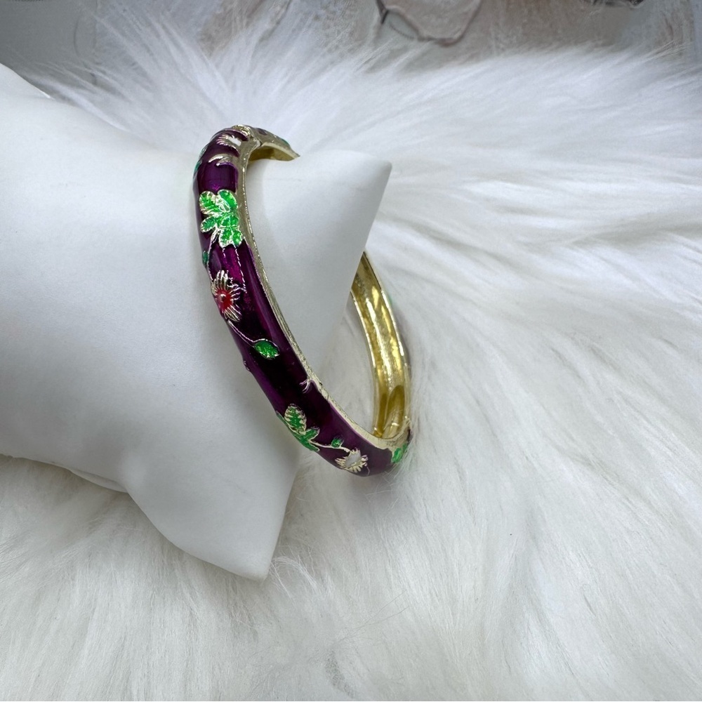Violet Flower Enamel Cloisonne Bracelet Bangle